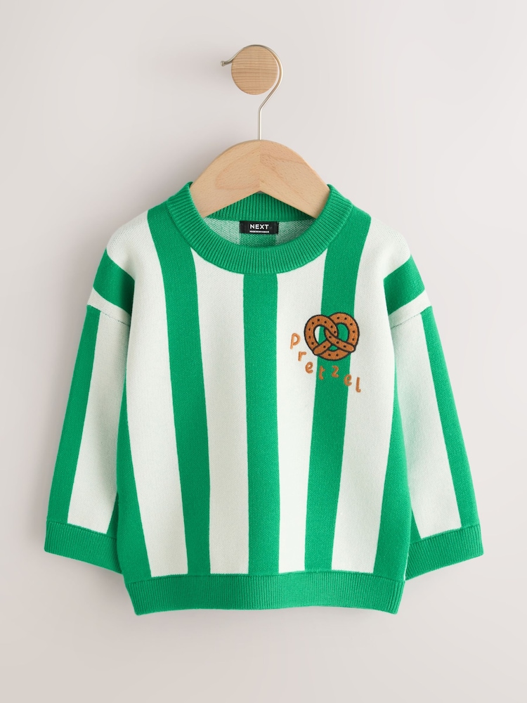 Green/Ecru Pretzel - كنزة محبوكة برقبة مستديرة (3 أشهر - 7 سنوات) - صورة 1 من 4 Green/Ecru Pretzel - كنزة محبوكة برقبة مستديرة (3 أشهر - 7 سنوات) - صورة 1 من 4