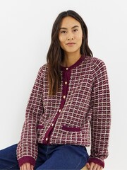 JD Williams Red Lurex Checked Cardigan - Image 2 of 4