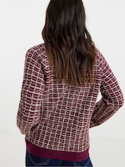 JD Williams Red Lurex Checked Cardigan - Image 3 of 4