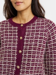 JD Williams Red Lurex Checked Cardigan - Image 4 of 4