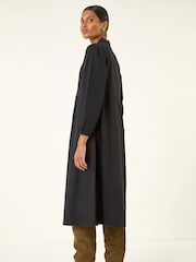 Roman Black Corduroy Zip Detail Midi Dress - Image 3 of 5