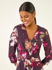 Roman Floral Crossover Stretch Midi Dress - Slika 4 iz 5