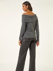 Roman Grey Bardot Sequin Knit Jumper - Image 3 of 5