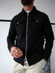 Preto - CAPO Faux Suede Jacket - Imagem 4 de 4