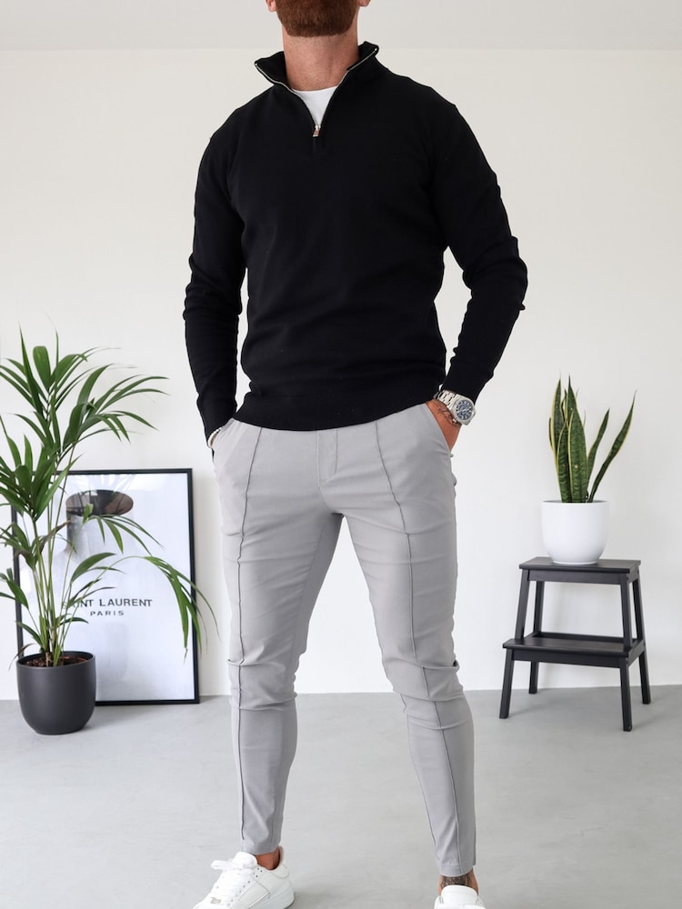 CAPO Black Egyptian Cotton 1/4 Zip Sweat Top - Image 1 of 5