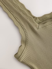 Khaki Green Jersey Woven Mix Midi Dress - Image 6 of 7