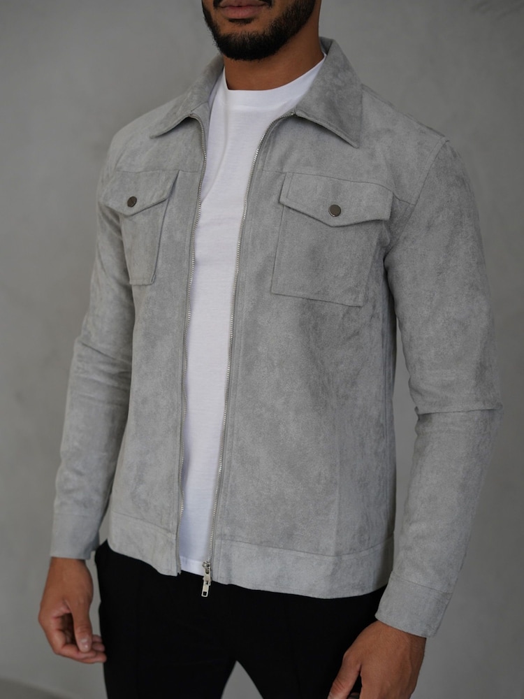 CAPO Grey Faux Suede Jacket - Image 1 of 6 CAPO Grey Faux Suede Jacket - Image 1 of 6