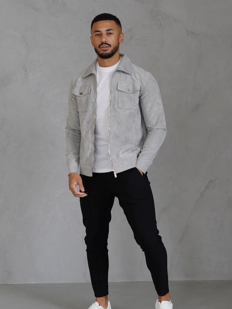 CAPO Grey Faux Suede Jacket - Image 2 of 6 CAPO Grey Faux Suede Jacket - Image 2 of 6