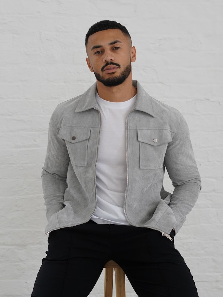 CAPO Grey Faux Suede Jacket - Image 6 of 6 CAPO Grey Faux Suede Jacket - Image 6 of 6