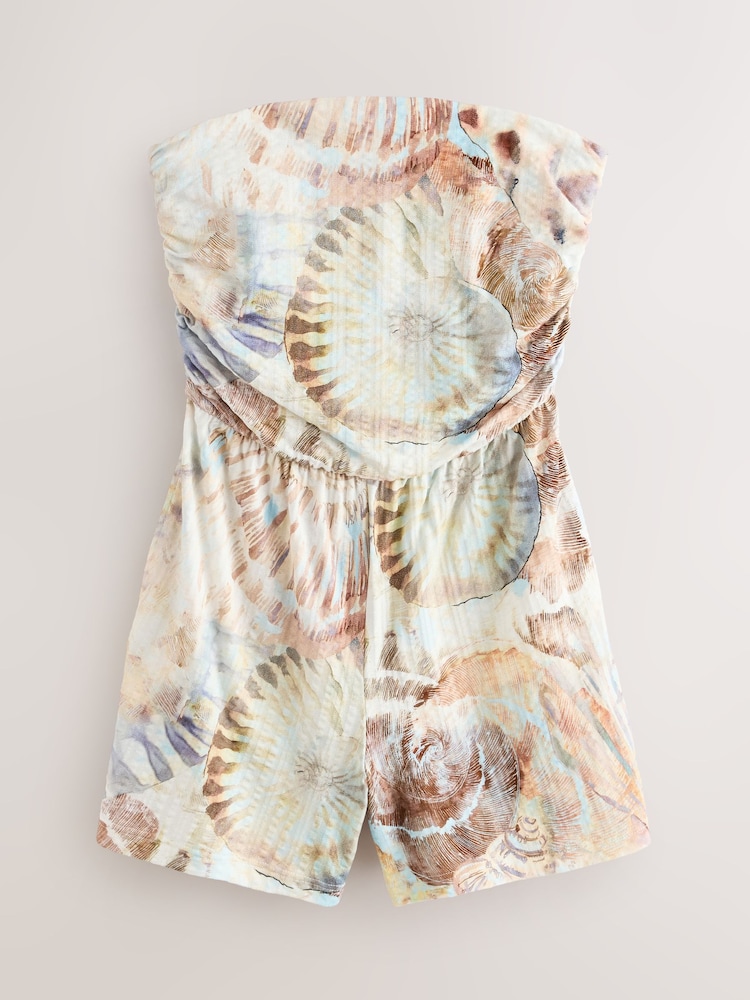 Pastel Blue Shell Jersey Bandeau Playsuit - Image 1 of 3