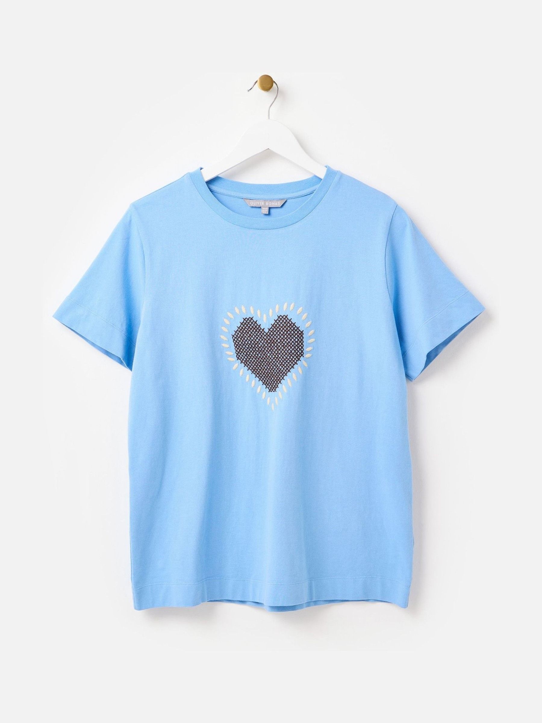 Buy Oliver Bonas Blue Heart Cross Stitch T-Shirt from Next USA
