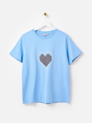 Oliver Bonas Blue Heart Cross Stitch T-Shirt - Image 3 of 8