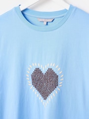 Oliver Bonas Blue Heart Cross Stitch T-Shirt - Image 5 of 8