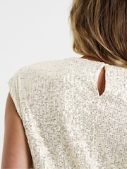 JD Williams Gold Sequin Cap Sleeve Vest - Image 4 of 4