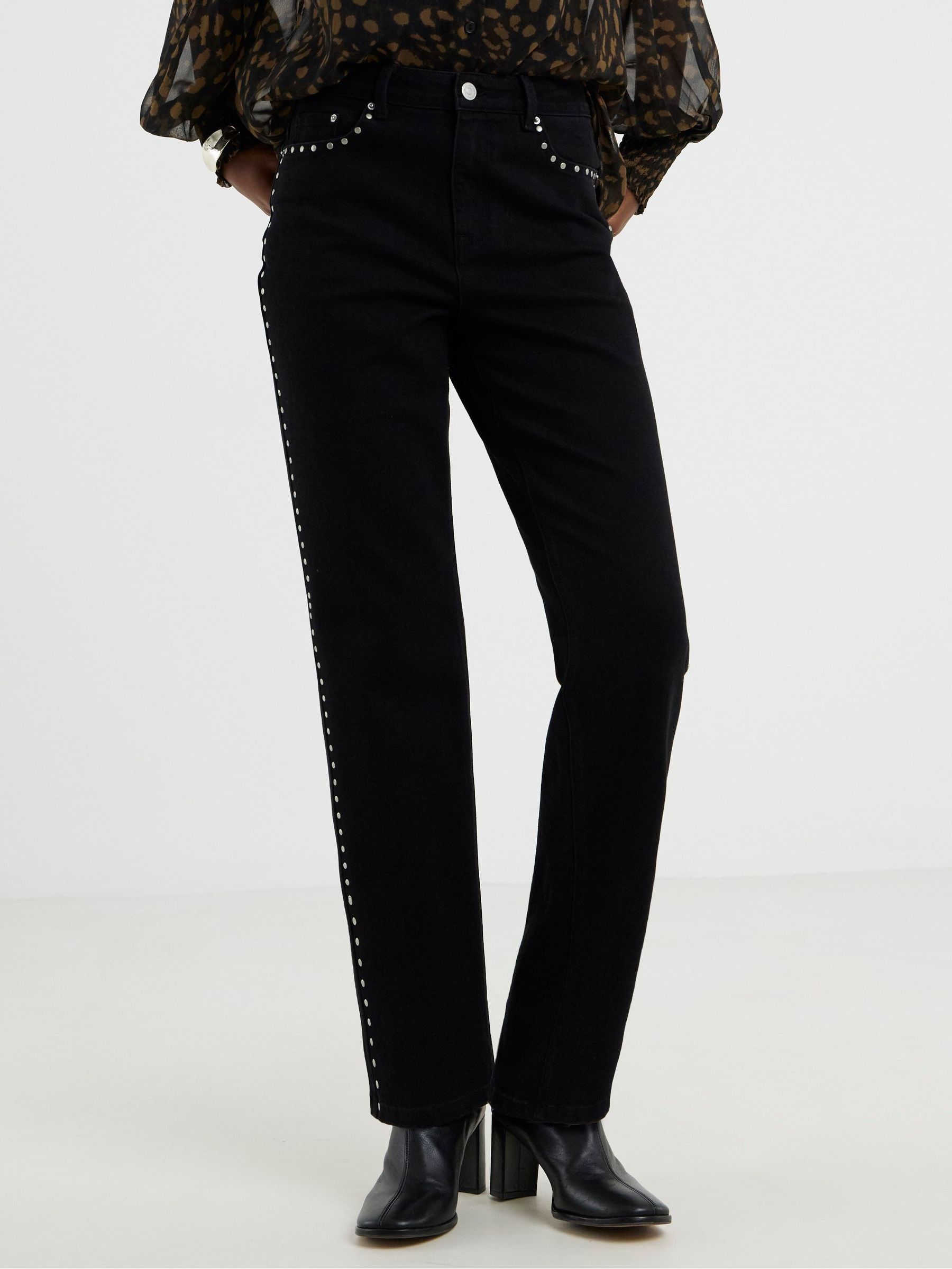 Buy JD Williams Black Stud Embellished Straight Leg Jeans from