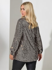 Yours Curve Gold London Sequin Shirt - Image 2 of 5