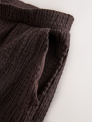 Chocolate Brown Textured Wide Leg Trousers - Image 7 of 9
