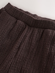 Chocolate Brown Textured Wide Leg Trousers - Image 8 of 9