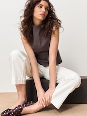 Taupe Woolen Look Cinched Sleeveless Top - Image 5 of 10