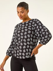 Roman Black Abstract Print Stretch T-Shirt - Image 1 of 5