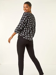 Roman Black Abstract Print Stretch T-Shirt - Image 3 of 5