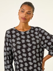 Roman Black Abstract Print Stretch T-Shirt - Image 4 of 5