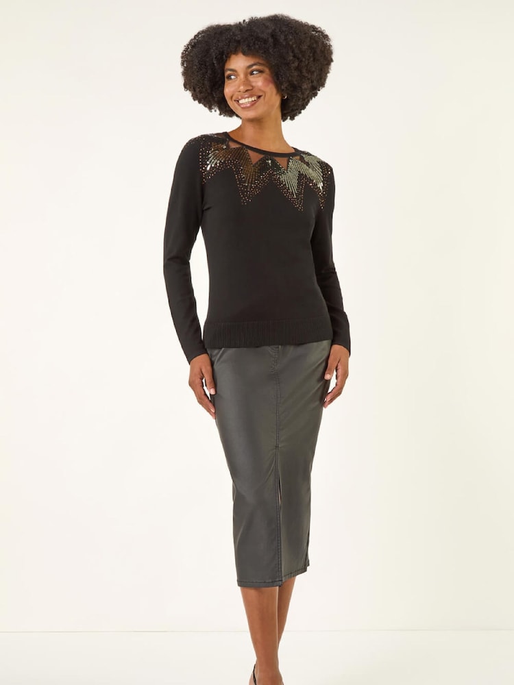 Roman Black Sequin Mix Knit Jumper - Image 1 of 5