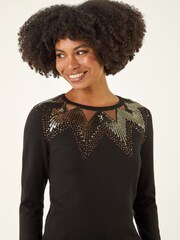 Roman Black Sequin Mix Knit Jumper - Image 4 of 5