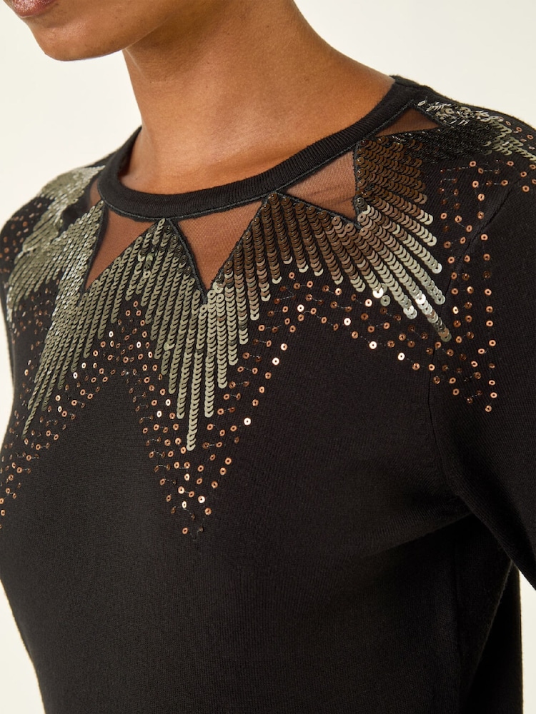 Roman Black Sequin Mix Knit Jumper - Image 5 of 5