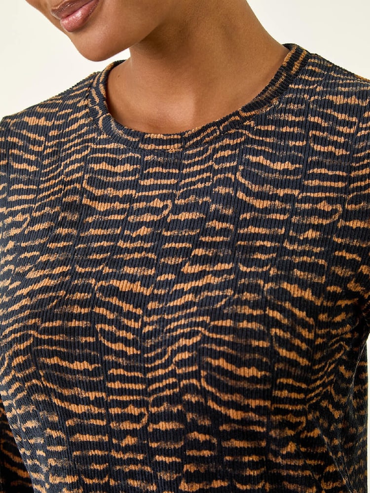 Roman Brown Abstract Print Swing Stretch Dress - Image 5 of 5 Roman Brown Abstract Print Swing Stretch Dress - Image 5 of 5