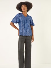 Roman Blue Sequin Tie Neck T-Shirt - Image 2 of 5