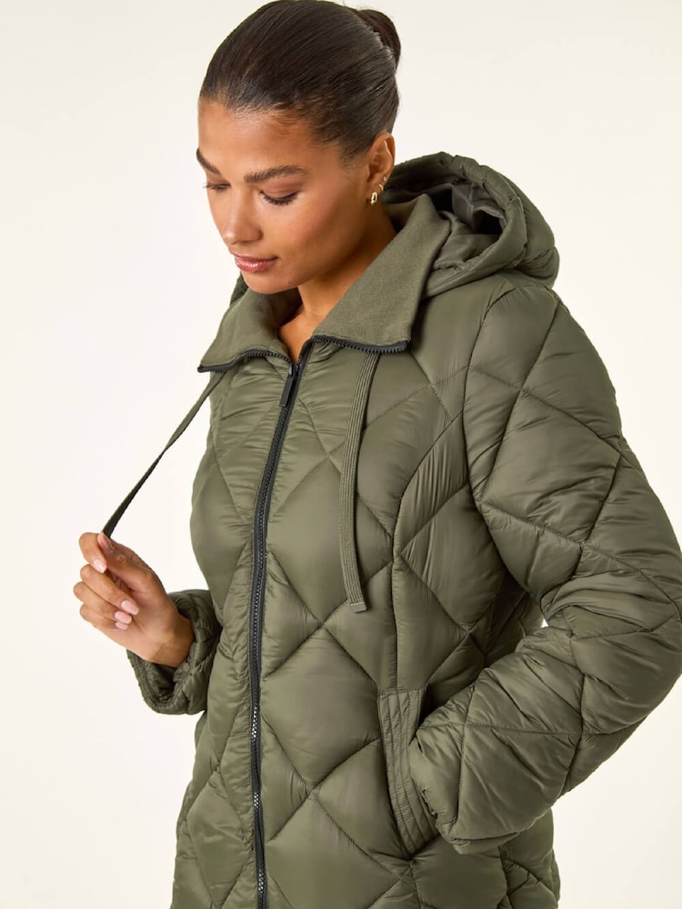 Roman Green Diamond Quilt Padded Coat - Image 1 of 5