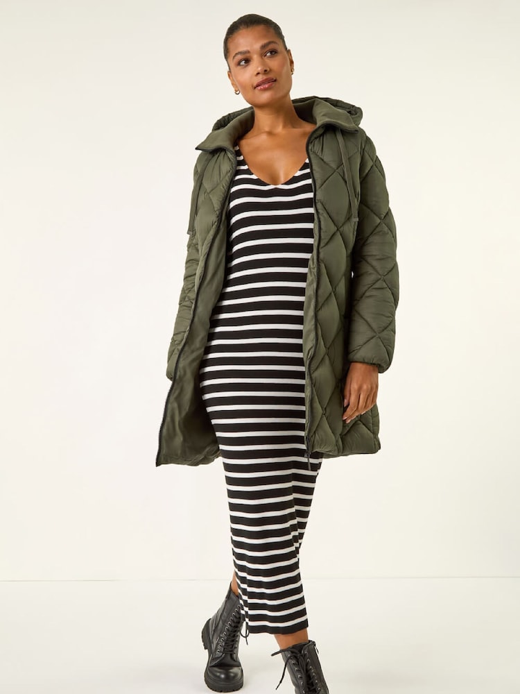 Roman Green Diamond Quilt Padded Coat - Image 2 of 5 Roman Green Diamond Quilt Padded Coat - Image 2 of 5