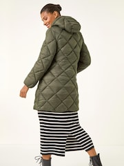 Roman Green Diamond Quilt Padded Coat - Image 3 of 5