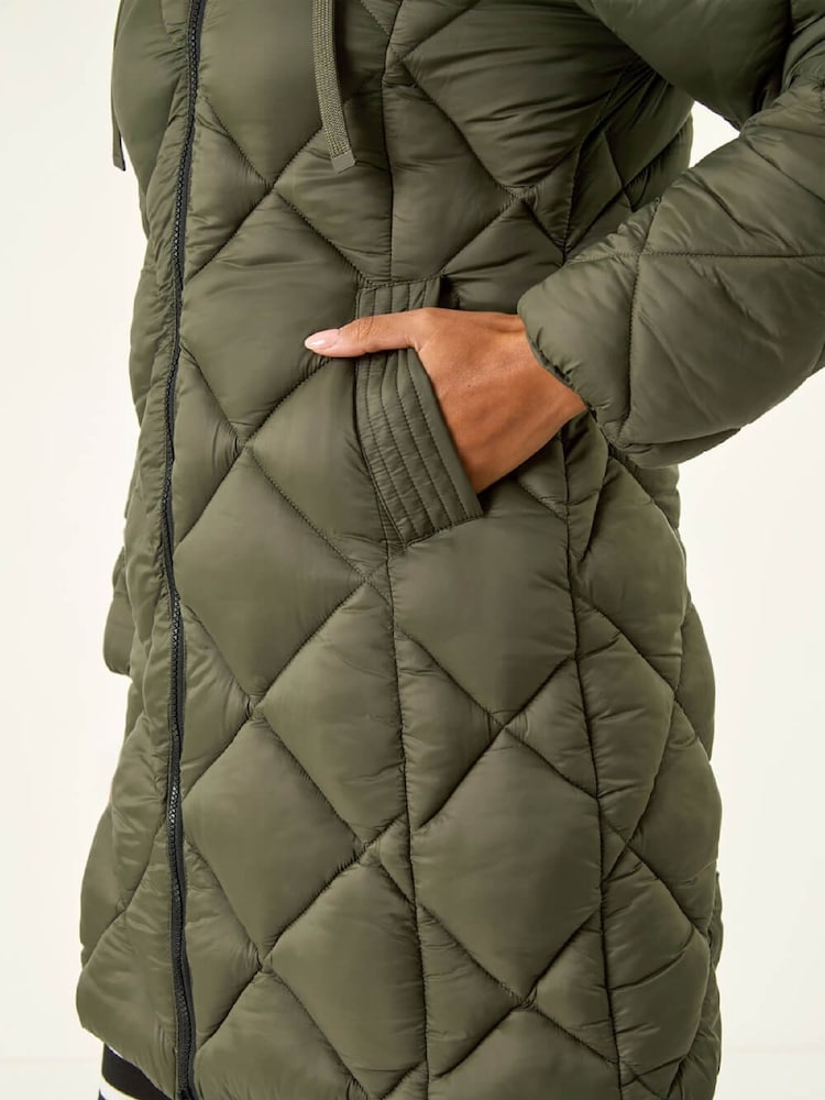 Roman Green Diamond Quilt Padded Coat - Image 5 of 5 Roman Green Diamond Quilt Padded Coat - Image 5 of 5