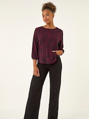 Roman Red Abstract Spot Print Tunic Top - Image 1 of 5