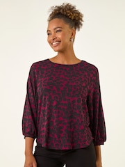 Roman Red Abstract Spot Print Tunic Top - Image 2 of 5