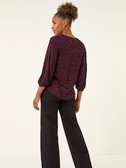 Roman Red Abstract Spot Print Tunic Top - Image 3 of 5