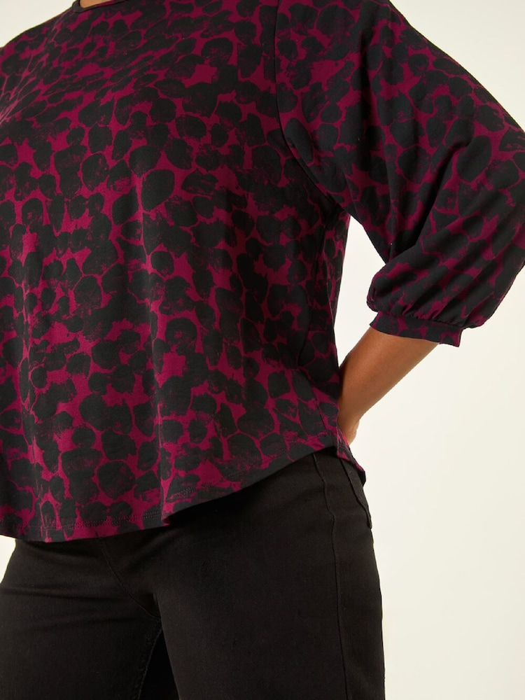 Roman Red Abstract Spot Print Tunic Top - Image 5 of 5