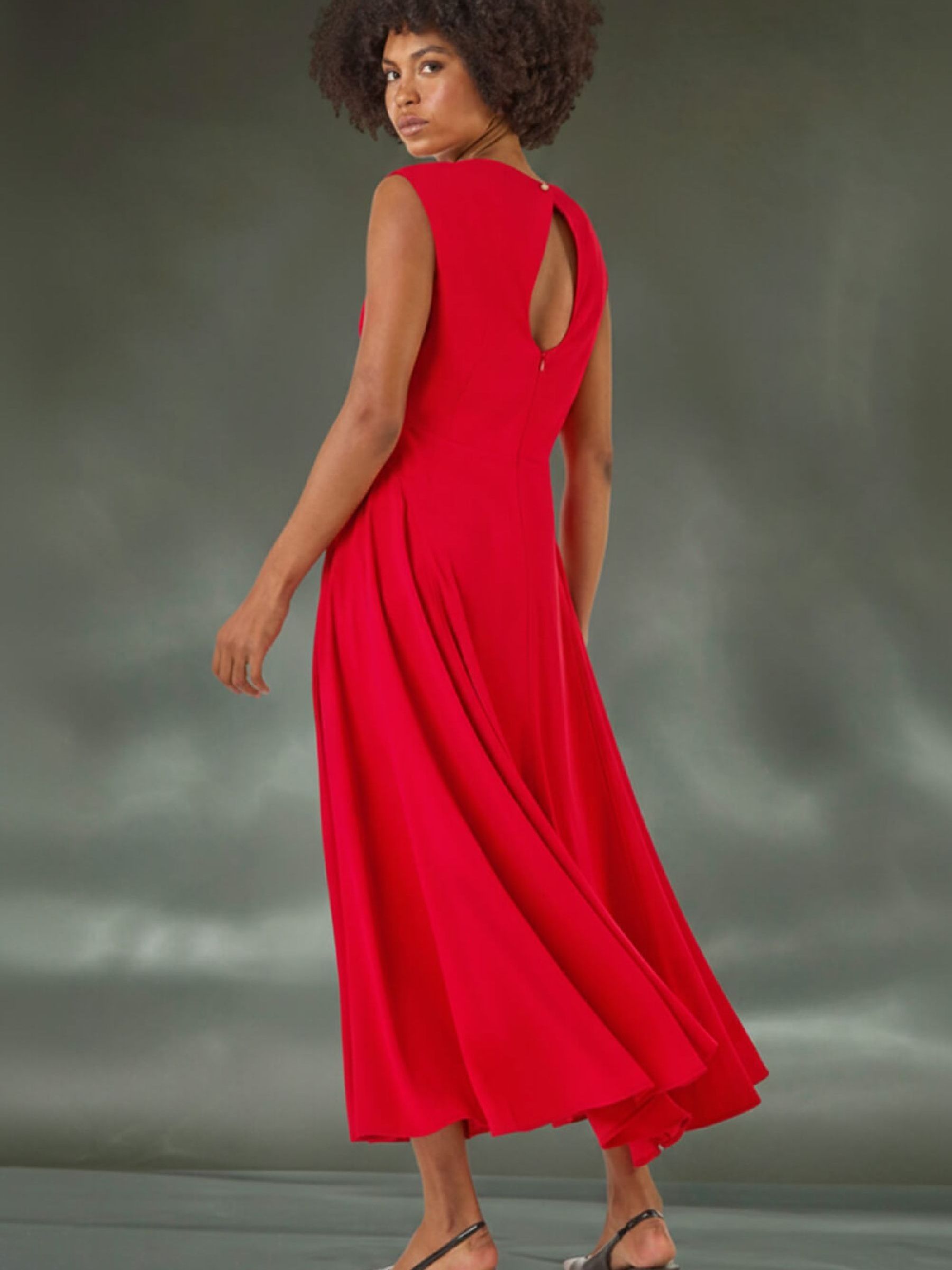 Buy Roman Red High Neck Pleated Midi Dress from the Next UK online shop