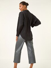 Roman Black Hotfix Collared Longline Shirt - Image 3 of 5