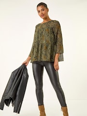 Roman Speckled Print Tiered Blouse - Imagen 2 de 5