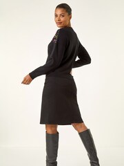 Roman Black Embellished Shoulder Knit Jumper - Image 3 of 5