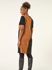 Roman Yellow Panelled Suedette Shift Stretch Dress - Image 3 of 5