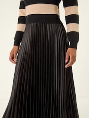 Roman Black Stripe Knit Bodice Pleated Skirt Dress - Image 5 of 5
