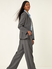 Gris - Roman Stripe Wide Leg Trousers - Imagen 2 de 5