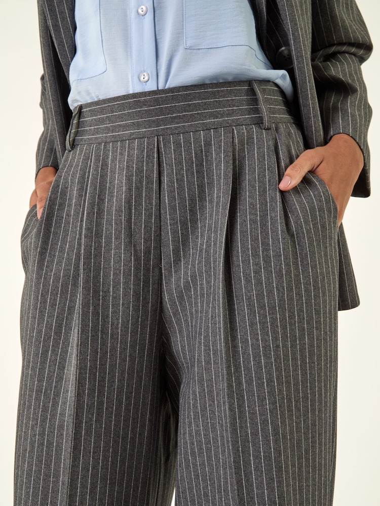 Roman Grey Stripe Wide Leg Trousers - Image 5 of 5 Roman Grey Stripe Wide Leg Trousers - Image 5 of 5