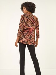 Roman Red Animal Print Pintuck Blouse - Image 3 of 5