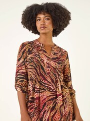 Roman Red Animal Print Pintuck Blouse - Image 4 of 5