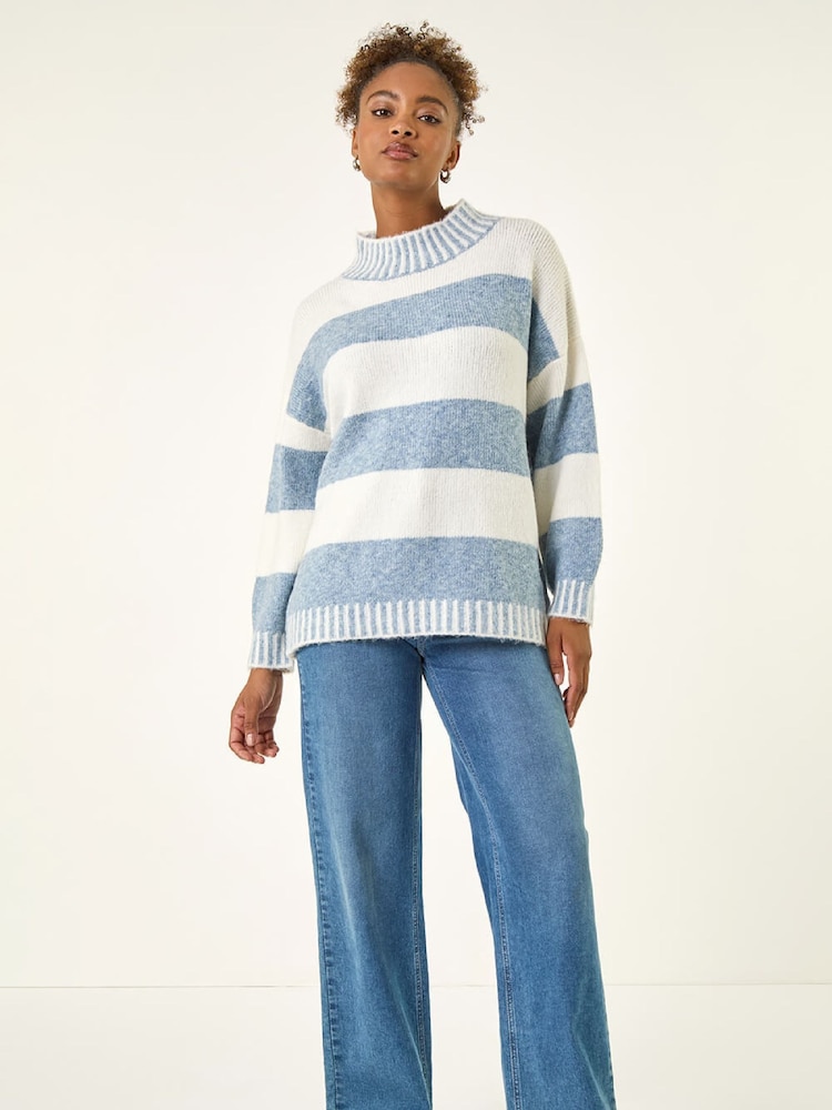 Roman White Stripe Knitted Jumper - Image 2 of 5 Roman White Stripe Knitted Jumper - Image 2 of 5